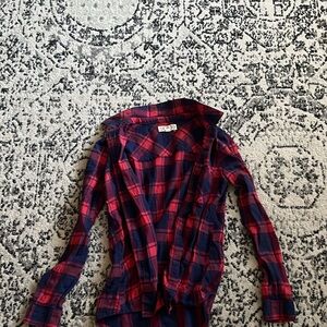 Pink Rose Red and Blue Plaid Top